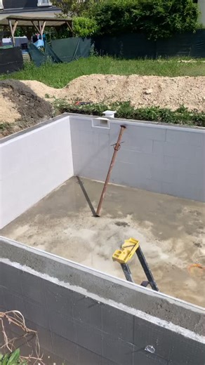 Concrete Pool Construction Process in Backyard