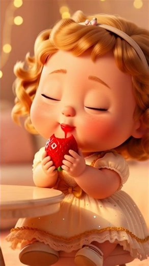 Cute Doll Cartoon eating Strawberry 🍓😋 |Cartoon eating Strawberry asmr video | Cartoon eating food🍓