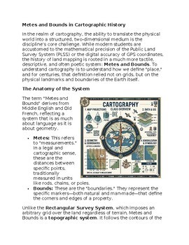 Metes & Bounds within Cartography Reading Passage and x 10 Questions