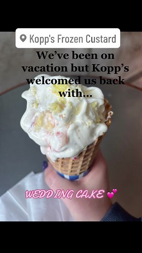 Lunch wedding cake after a long time away from home! See our previous post for a full review of wedding cake! @CustardConsults #custardconsults #mke #mkeeats #koppscustard #frozencustard #kopps #wisconsineats #foodie #milwaukee #milwaukeefoodies #custard #wisconsinfoodies #weddingcake