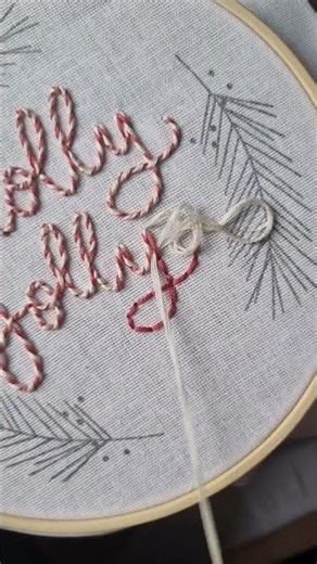 Whipped Back Stitch ✨ | Holly Jolly Embroidery #embroidery #tutorial #christmas #diy #craft #stitch