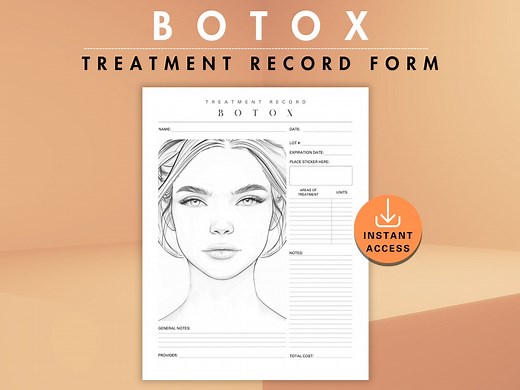 Botox Treatment Record Form With Face Chart, Injectables Patient Documentation Template, Aesthetic Nurse Injector Injection Mapping Plan PDF - Etsy