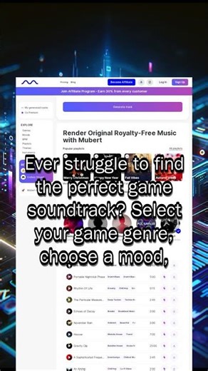 "Mubert Render: Create Free Game Soundtracks in Minutes"