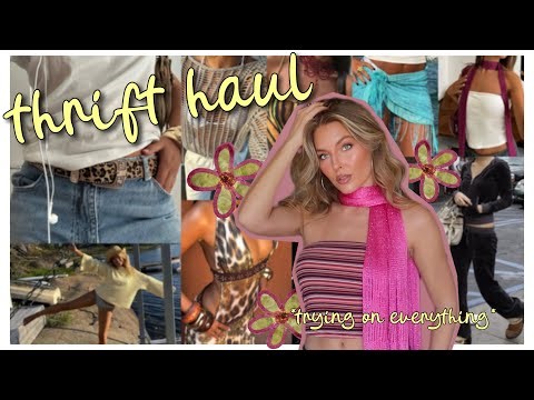 THRIFT HAUL TRY ON ❤︎⁠ cozy, transitional, & effortless outfit ideas