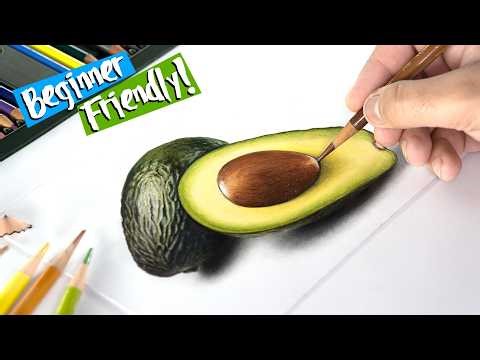 How to Draw Realistic Avocado with Colors!