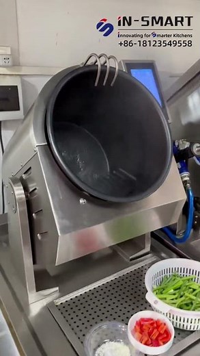 Smart Touchscreen Automatic Stir Fry Machine Cooking Pork & Garlic Scapes | Auto Seasoning Demo