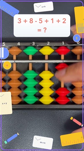 Abacus Practice 🧮 | 3 + 8 - 5 + 1 + 2 = 9