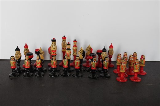 Vintage Matryoshka Russian Chess Set. Complete, Soviet Russia, Hand Painted, Unique Grandmacore, Gift for A Collector, Housewarming, Hostess - Etsy