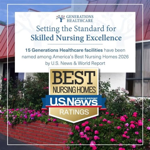 🏆 Excellence recognized nationwide. We’re proud to share that 15 Generations Healthcare facilities have been named among America’s Best Nursing Homes 2026 by U.S. News & World Report, earning High-Performing ratings across the Short-Term Rehabilitation and Long-Term Care categories. Only 19% of skilled-nursing facilities nationwide achieved this distinction—a testament to our teams’ exceptional commitment to quality, compassion, and clinical excellence. This year’s recognized Generations Health