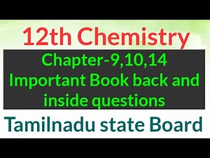 Chapter-9,10,14 Important Book back and inside questions//Class12//Chemistry
