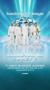 This is Howie do it at Sphere! 7 more shows added due to overwhelming demand. We’re so thankful for you all! You can now go ‘Into The Millennium’ on Dec 26, 27, 28, 30, 31 and Jan 2 & 3! 🌐 Tickets on sale Friday, August 22 at 9am PT. Presale and more info at sphere.backstreeyboys.com! | Howie D