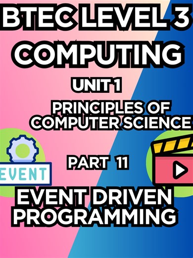 BTEC Level 3 Computing U1 - Principles of Computer Science P11 - ＂EVENT DRIVEN＂ Video Overview Connect with RonsTechHub: 📘 Facebook: https://www.facebook.com/profile.php?id=61576662242576 📸 Instagram: https://www.instagram.com/ronstechhub/ 🎵 TikTok: https://www.tiktok.com/@ronstechhub 👻 Snapchat: https://www.snapchat.com/add/ronstechhub 💼 LinkedIn: https://www.linkedin.com/company/ronstechhub/ 🧑‍🎓 The Student Room: https://www.thestudentroom.co.uk/showthread.php?t=7600482 𝕏 X (Twitter): 