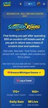 SCRATCHERS REMORSE App Which $20 scratcher is actually better? Let the data decide. MI vs OH