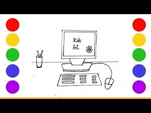How to Draw a Computer Setup with Keyboard, Mouse, and Pencil Jar | Easy Drawing for Kids