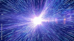 Fast-moving particles create a radiant burst in deep space