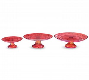 Glass Red Iridescent Cake Plate Stands - Etsy