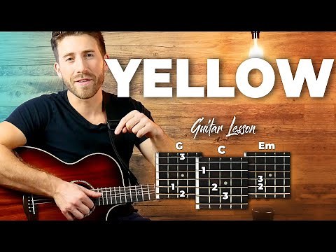 Yellow Guitar Tutorial - Coldplay (EASY CHORDS guitar lesson)