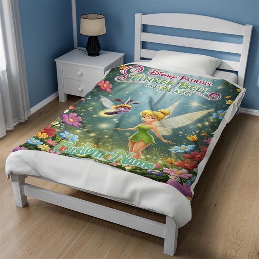 Custom Tinkerbell Blanket, Tinkerbell Fleece Blanket, Tinkerbell Birthday Gift, Peter Pan Cartoon Christmas Blanket Gifts NGUT13 - Etsy