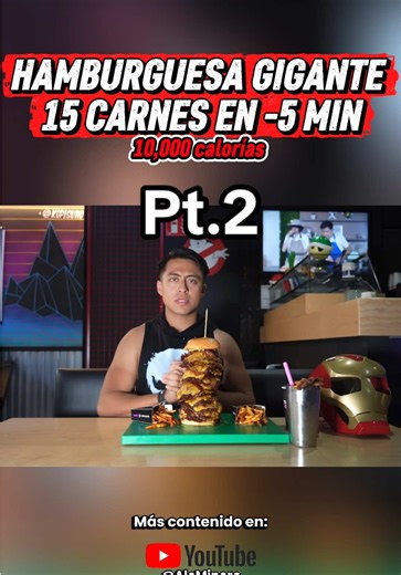 Pt.2 HAMBURGUESA DE 15 CARNES EN -5 MINUTOS (10,000kcal)😱😱RETO EXTREMO #aleminero #hamburguesa #reto #mexico🇲🇽 #comida