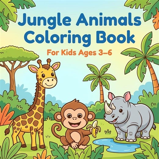 Jungle Animals Coloring Pages for Kids 3–6 | Printable Preschool Fun - Etsy