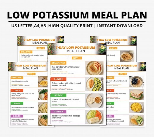7-day Low Potassium Meal Plan Recipes | Renal Diet Printable | Kidney-friendly Menu for CKD Stage 3–5 - Etsy Australia