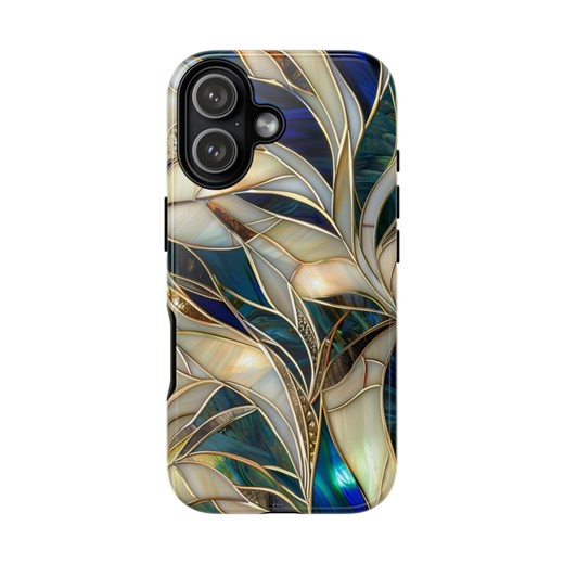 Stained Glass Abstract Leaves Phone Case Botanical Mosaic Art Pattern | Tough Phone Case| iPhone 17- XS MAX, Samsung Galaxy S25- S20 Ultra - Etsy