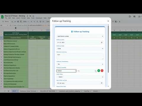 Sales coordinator order tracking/taking sheet