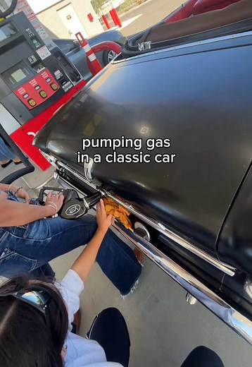 Classic Car Gas Pumping Mishap: Forgot Funnel!