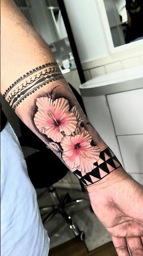 🌺 Floral Forearm Tattoo | Hibiscus Band Filler Design