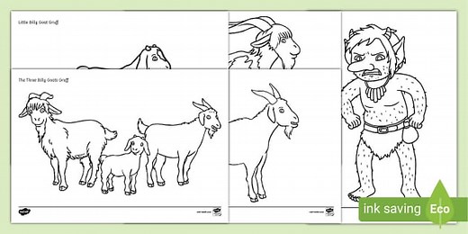The Three Billy Goats Gruff Colouring Sheets