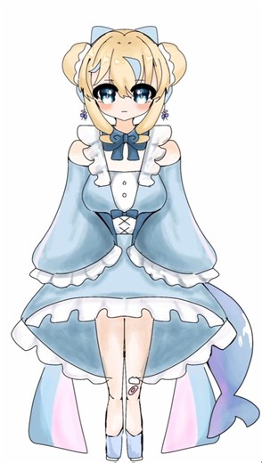 ブイチューバー作成中！イルカ×ネコ #VTuber #イラストメイキング #イラスト
