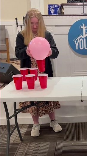Reverse Cup Stack Challenge Using a Balloon - Party, Group or Classroom Game #youthministry