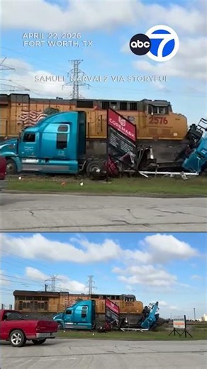 Driver narrowly escapes moments before train slams into his truck