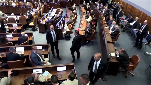 President Trump's speech to the Israeli Knesset was briefly interrupted by a left-wing member, who heckled him before being expelled https://reut.rs/42zJWv5 | Reuters