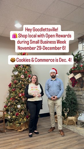 City of Goodlettsville Economic & Community Development and the Goodlettsville Chamber of Commerce have partnered up to encourage the community to shop local for Small Business Week which is November 29 – December 6, 2025. During this week, when you shop in Goodlettsville at participating businesses and using your Open Rewards app, you will receive 15% cash back rewards instead of the typical 5%. To access Open Rewards: Download in the App Store: https://apps.apple.com/us/app/open-rewards-shop-l