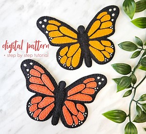 Felt Butterfly Pattern - PDF & SVG Monarch Butterfly. Hand Embroidered Monarch. Felt Butterfly Sewing Pattern. Bug DIY Hair Clip Pattern - Etsy Australia