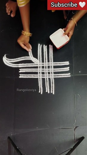 Beautiful double line kolam 🌸 simple rangoli design/easy kolam beginners #shorts #muggulu #viral
