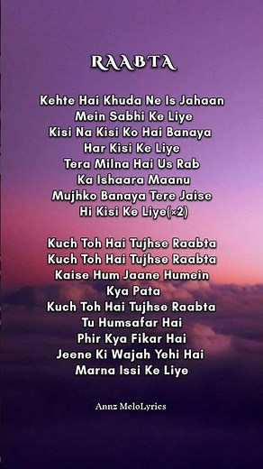 RAABTA - ARIJIT SINGH SONG LYRICS 🎶❤️