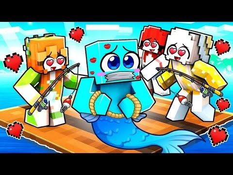 A MERMAID BOY on an ALL-GIRLS raft in Minecraft!