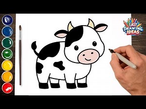 How to Draw a Cute Cow - Easy Kawaii Drawing Tutorial for Kids & Beginners