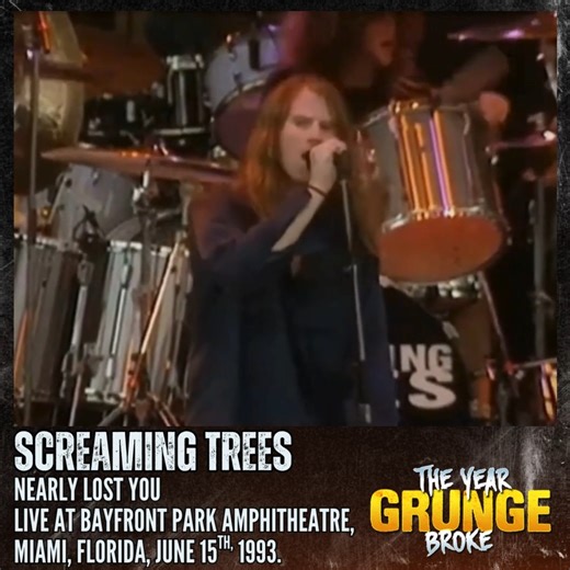 SCREAMING TREES - Nearly Lost You - ON THIS DAY, June 15th, 1993, Live at Bayfront Park Amphitheatre, Miami, Florida. This footage was shot on the MTV Alternative Nation Tour, which happened in the summer of 1993. Soul Asylum and the Spin Doctors were also on the bill. | The YEAR Grunge BROKE
