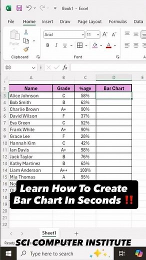 Create a Bar Chart in seconds using Microsoft Excel #spreadsheetmagic #excel #spreadsheets #viral