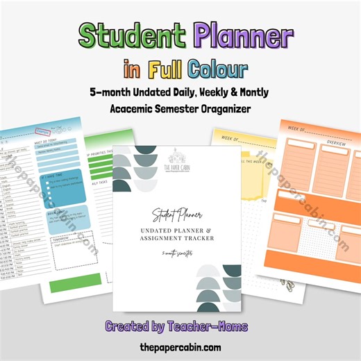 Student Planner Printable Undated Daily, Weekly, Monthly Academic Semester Organizer Middle and High School & College Students-full Colour - Etsy