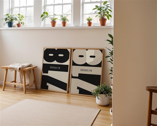 Brooklyn 718 New York City Area Code Print Set, Minimalist Typography Poster - Etsy