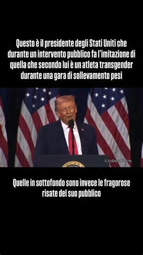 Al Kennedy Center, davanti ai repubblicani, Donald Trump riduce il dibattito sui diritti a una gag da palcoscenico: risate, applausi e l’imitazione di un’atleta transgender. La politica diventa spettacolo, la derisione diventa linea politica. E a farne le spese sono ancora una volta i più vulnerabili. | Il Robespierre