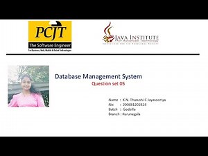 Database Management System | Question set 05 | Java Institute