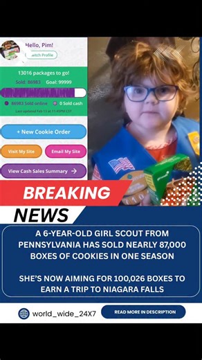 World_Wide_24X7 | Pim Neill, a 6-year-old Girl Scout from Pittsburgh with disabilities, has sold 86,983 boxes of cookies online this season, shattering state... | Instagram
