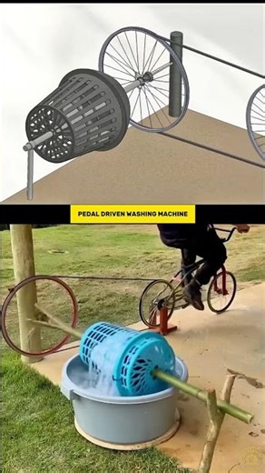 🤯 Laundry Hack: This Pedal Driven Washing Machine Is INGENIOUS! | DIY Mechanism #shorts