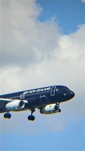 All black air nz A320 landing at Auckland airport