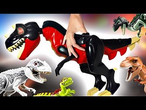 DINOSAUR ATTACK IN MY TOY BOX for kids - LEGO DINO TOYS TYRANNOSAURUS INDOMINUS REX VELOCIRAPTOR